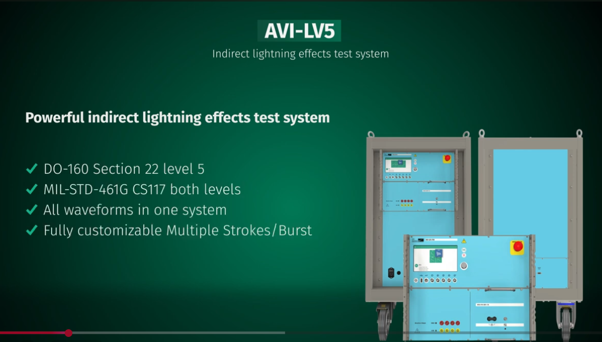 avi-lv5-video image avi-lv5-video AVI-LV5 - Level 5 Indirect lightning test system